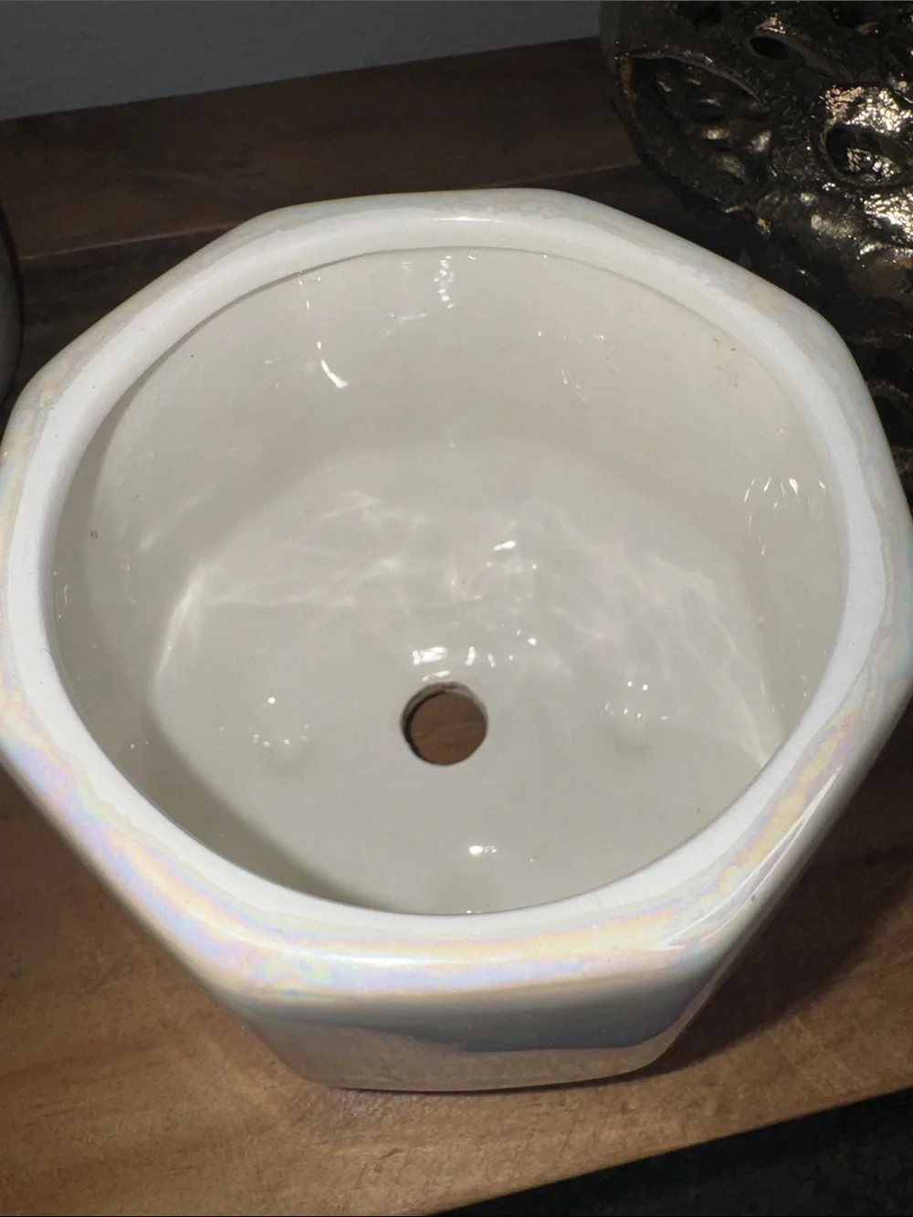 Pearl Glaze Ceramic Geometric Planter - Modern Home Accent